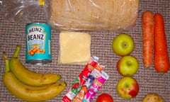 Photograph shows a free school meal pack sent to children which was shared by parents on Twitter.