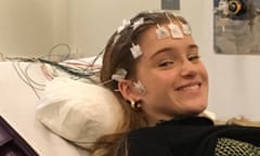 ‘It’s disconcerting to lose that many minutes of your life’… Larissa Hurt receiving an EEG in 2020.