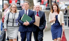 Labour’s Brexit spokesman Keir Starmer, second left, and shadow cabinet ministers arrive at the Cabinet office for a Brexit meeting on Tuesday.