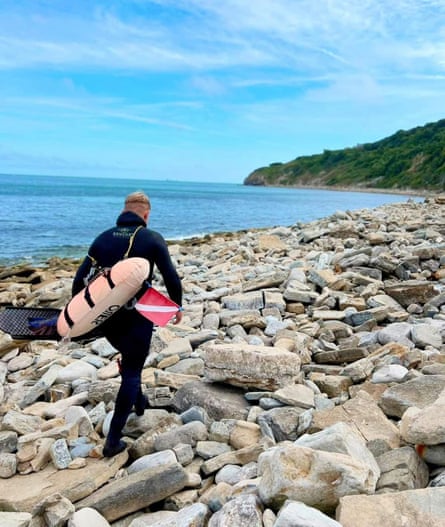 Allnutt researching how the Kelp grows and rewilds itself near Swanage, Dorset.