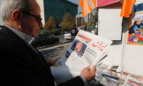 A local newspaper in Tehran, Iran, displaying a portrait of Donald Trump a day after his election as the new US president.