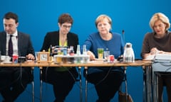 Annegret Kramp-Karrenbauer and Angela Merkel at a board meeting of the CDU in Berlin, November 2019