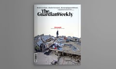 Blank 3D illustration brochure or magazine isolated on gray.<br>Guardian Weekly Cover 17 February 2023