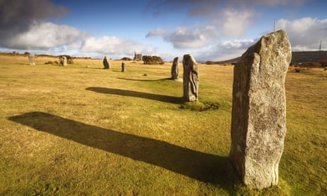 The Hurlers near Minions on Bodmin Moor in Cornwall, UK.