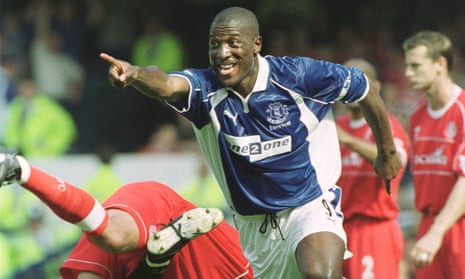 Kevin Campbell celebrates after scoring for Everton against Middlesbrough in August 2001.