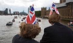 Flotilla Of Pro Brexit fishing Vessels Protest Outside The Houses of Parliament<br>As a flotilla of fishing vessels on the River Thames arrive outside the Houses of Parliament, protesters gather to cheer them on as part of the Vote Leave Campaign, to make the case for Brexit in the EU Referendum on June 15th in London, United Kingdom. The flotilla was organised by Scottish skippers as part of the Fishing for Leave campaign which is against European regulation of the fishing industry, and the CFP (Common Fisheries Policy). Between 30 and 35 trawlers travelled up the Thames, through Tower Bridge and moored in the Pool of London. (photo by Mike Kemp/In Pictures via Getty Images)
