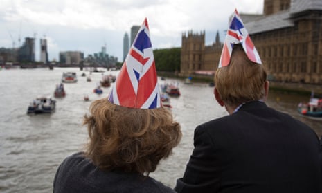 People watching the Vote leave flotilla on the Thames