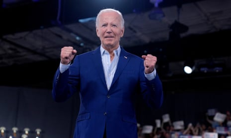 Joe Biden at a campaign rally, the day after the debate with Republican presidential candidate Donald Trump