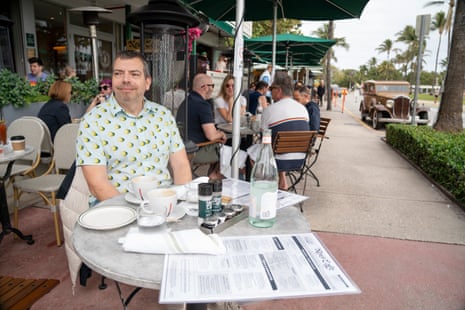 Guardian reporter Richard Luscombe at the News Cafe in Miami Beach, Florida.