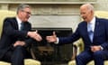 Joe Biden and Keir Starmer shake hands at the White House in Washington DC