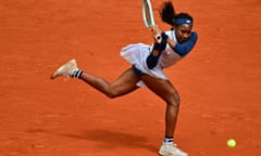 Coco Gauff powers a backhand against Dayana Yastremska