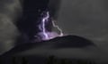 Mount Ibu volcano spewing ash during its eruption in West Halmahera, Indonesia.