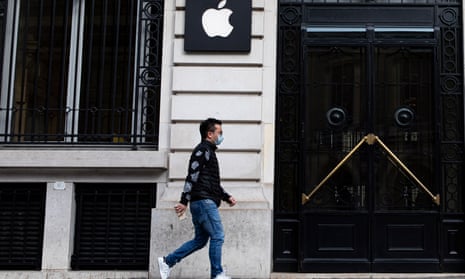 The Apple store in Paris, which is currently closed due to the coronavirus crisis.