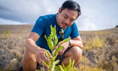 Yishan Wong the founder of Terraformation planting a tree