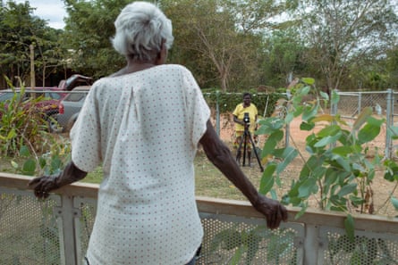Miriam photographing her grandmother Dinah Norman, who waited over 10 years for a new home at Yanyuwa camp.