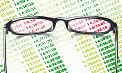 illustration: glasses revealing red number on financial reports