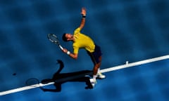 Novak Djokovic of Serbia serves
