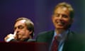 Labour party conference 2003, Bournemouth. John Prescott and Tony Blair on the platform.