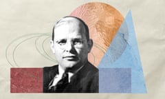 The image shows Dietrich Bonhoeffer with a collage of colourful shapes.