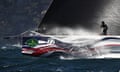 A crew member on racing yacht Giacomo works the foredeck during the 2016 Sydney To Hobart. 