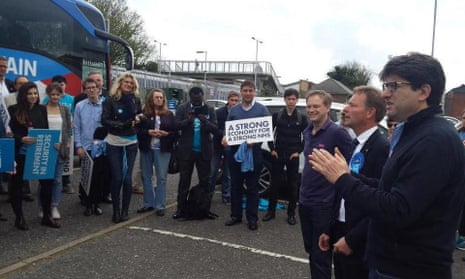 Mark Clarke’s RoadTrip campaign, attended by Lord Feldman, right, and Grant Shapps, third from right .