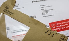 A self-assessment notice from HMRC warning that the deadline has been missed