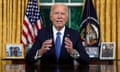 President Joe Biden addresses the nation from the Oval Office of the White House on Wednesday.