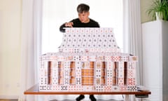 Tian Rui in Qingdao, China, with his replica of the Forbidden City’s Hall of Supreme Harmony.