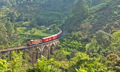 Passenger train near Ella, Sri Lanka,