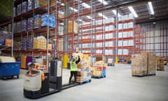 The interior of Aldi's Bolton distribution centre