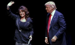 Sarah Palin and Donald Trump at a Town Hall in 2016.