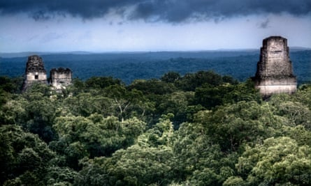 Maya temples at Tikal, Guatemala. Michael Coe wrote possibly the most influential tome ever published on Maya art and its hieroglyphic texts.