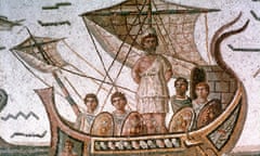 Odysseus tied to the mast of his ship to save him from the Sirens