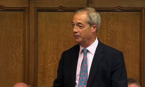 Reform UK leader is met with jeers as he deliveres his first speech in the House of Commons