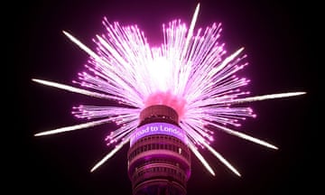 Fireworks go off from the BT Tower 