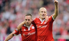 Arjen Robben and Franck Ribery in action for Bayern Munich against Wolfsburg in 2009.