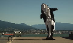 Life-size killer whale installation on Vancouver's waterfront.