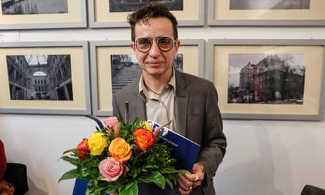 Russian American writer Masha Gessen, poses for a photo after receiving the Hannah Arendt Prize