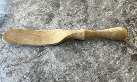 The spurtle Elizabeth Quinn uses to prop open her door