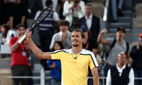 Alex Zverev celebrates beating Casper Ruud to progress to his first French Open final, where he will face Carlos Alcaraz.