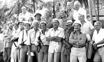 Moray Watson, middle row, second from right, with the cast of The Sea Wolves, 1980.