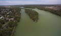 The confluence of the Murray (right) and Darling rivers at Wentworth in NSW.