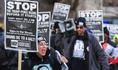 Protesters march in Washington ahead of president-elect Donald Trump’s inauguration on Friday.