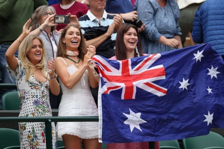 Supporters of Alex de Minaur at Wimbledon