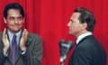 Stephen Twigg looks over towards Michael Portillo while clapping; Portillo, seen in profile on the right of the picture, has an unreadable expression