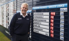 Open Championship Qualifying - Gailes<br>IRVINE, SCOTLAND - JUNE 28: Colin Montgomerie next to the leader board after he took the third qualifying spot for then 145th Open at Gailes Links Golf Course on June 28, 2016 in Irvine, Scotland. (Photo by Christian Cooksey/R&A/R&A via Getty Images)