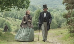 Ralph Fiennes as Charles Dickens, right, with Felicity Jones as Nelly Ternan, in a scene from The Invisible Woman. 