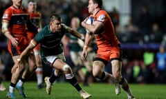 Emiliano Boffelli of Edinburgh is tackled by Handrè Pollard of Leicester