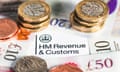 HMRC tax letter heading surrounded by UK currency