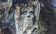 A Green Man by local sculptor and cabinet-maker Antoine Pierson at Thomas Pakenham's estate